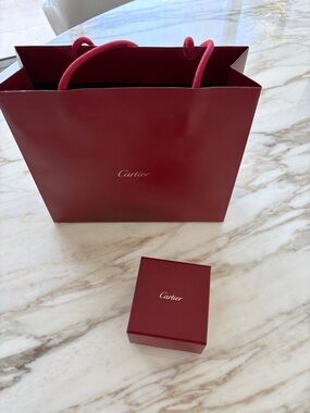Cartier Burgundy Shopping Bag and Jewelry Ring Box Set